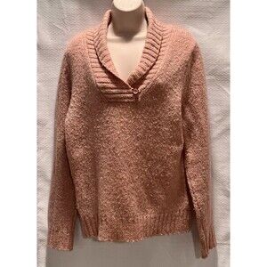 L.L. Bean Shawl Collar Wool Blend Sweater Womens S Blush Pink Fisherman Coastal